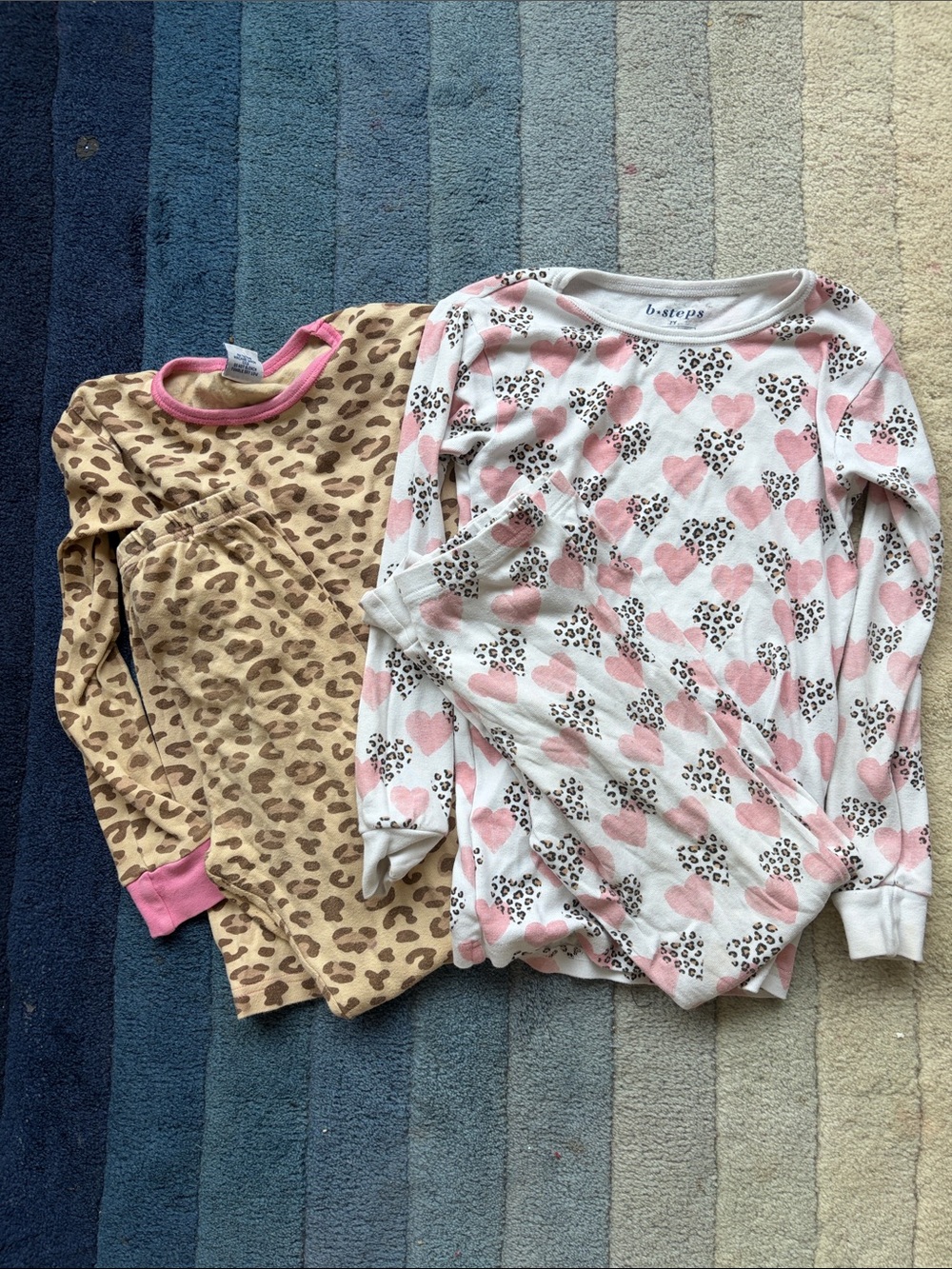 Baby Steps Pink Heart & Tan Leopard Two-Piece Pajama Set